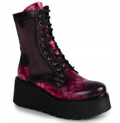 Maciejka 06720-15/00-8 Fekete-rózsaszín Bőr Platformos Bakancs 41-ES (06720-15/00-8 RÓŻ)
