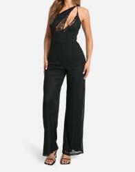 Boohoo Klasszikus Fekete Overál Dekoratív Csipke Nyitott Hát Sima Boohoo 38