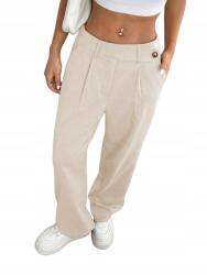 Shein Bézs Egyenes Szárú Magas Derekú Elegáns Nadrág 38 M__M