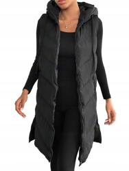 Shein Pehely Mellény Fekete Casual Kapucnival 42 XL__XL