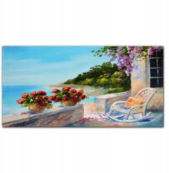 Coloray Vászonkép Tengerpart virágok tenger égbolt 100x50 cm (010030010010000017419)