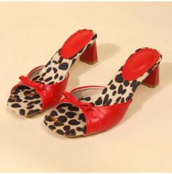 Shein Flip-flop Papucs Leopárdmintás Piros Bebújós 37__37 (5900446012306)
