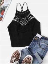 Shein Fekete Csipkés Női Felső Basic 36 S Aaa