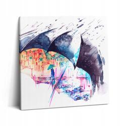 Wallfluent Fotó Vászonkép Canvas Étkezőbe Gyönyörű Eső Esernyő És Város 60x60 cm (010030010270000074884)