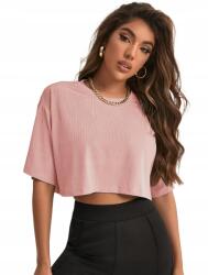 Shein Rózsaszín Rövid Bordázott Laza Casual Póló 40 L__L