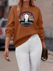 Shein IC07212 Shein Barna Női Pulóver Nyomott Mintával M