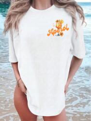 Shein Póló Fehér Laza Print 40 L__L