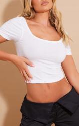 Prettylittlething Fehér Rövid Ujjú Felső Klasszikus Nyitott Hátrésszel Prettylittlething 38