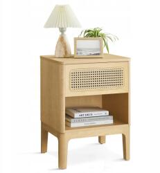 SONGMICS Éjjeli Asztal Oldalsó Fiókkal Rattan Boho Stílus (LET616T57)