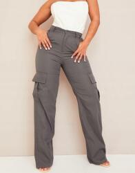 Prettylittlething Szürke Klasszikus Military Nadrág Egyenes Magas Derekú Prettylittlething 34