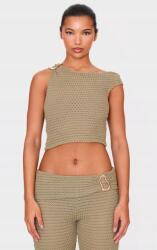 Prettylittlething CC24114 Aszimmetrikus Textúrájú Felső Khaki Prettylittlething (12) M