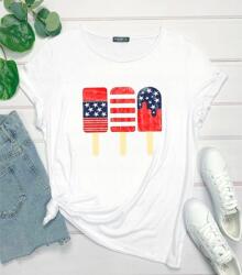 Shein Női Póló Fehér Print Basic 42 XL Eda