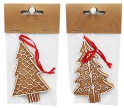  Dekoráció mézeskalács fenyőfa, akasztós poly 6, 1x1x9, 4 cm barna, fehér 2 féle, 1db (LR24B-7248/LR24B-7249)