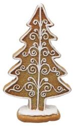  Dekoráció mézeskalács fenyőfa, álló glitteres poly 6, 2x2, 3x10 cm barna, fehér (LR24B-2871)