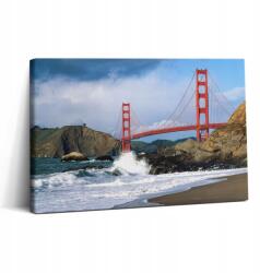 Wallfluent Vászonkép Irodába Hobbi Tengeri Hullámok Tengerpart és Vörös Híd (010030010150000276818)