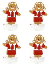 Dekoráció mézeskalács figura ruhában poly 2, 6x1, 7x3, 9 cm piros, barna 4db/csomag (LR24B-6530)