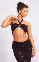 Prettylittlething Felső, Aszimmetrikus Bralet, fekete, Size L, 95% poliészter