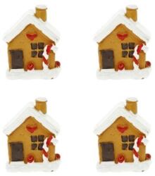 Dekoráció mézeskalács ház cukorbottal poly 2, 5x2, 1x3, 1 cm barna, fehér 4db/csomag (LR24B-6517)