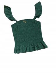 Shein LC92307 *shein Zöld Fodros Vállpántos Felső Xs