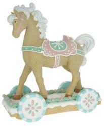  Dekoráció mézeskalács játék ló glitteres poly 34, 5x16x38cm pasztell karácsony (SFA25C093-2)