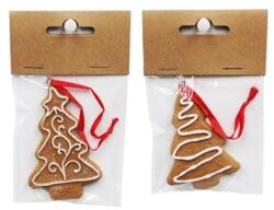  Dekoráció mézeskalács fenyőfa, akasztós poly 4, 8x1x6, 8 cm barna, fehér 2 féle 1db (LR24B-7246/LR24B-7247)