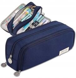  Nagy Méretű, Kihajtható Tolltartó Rácsos Mintával 3az1ben Iskolai Neszeszer Gyerekeknek (Piórnik organizer przybornik kosmetyczka)