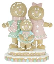 Dekoráció mézeskalács család glitteres poly 22.5x11.5x26cm pasztell karácsony (SFA25C092-2)
