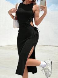 Shein DC21217 Shein Fekete Ruha MIDI Kivágások Húzózsinórok (29) Xs