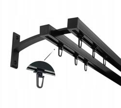 ESTAdeco Apartman Sínkarnis Alu kvadro fekete biztosítótű 20+20 mm 120 cm (KAR II 20mm CZARNY 120cm SZYNA KWADRO agrafki)