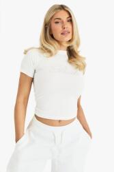 Boohoo Fehér Rövid Ujjú Póló Fényes Felirattal Boohoo 44