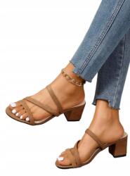 Shein Cipő Szandál Barna Bebújós Sarokkal 39__39 (5900446012306)