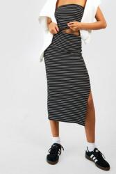 Boohoo Fekete Csíkos Szoknya, Size 34, poliészter, ceruza szabás (GZZ67455-105)