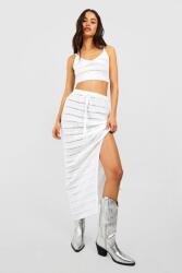 Boohoo Krémszínű Kötött Szett, Size XL, fehér, 100% pamut (GZZ42784-133)