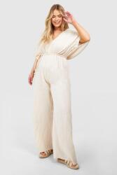 Boohoo Bézs Texturált Overál Fodros Nyakkivágással V Boohoo 44