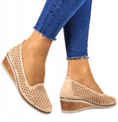 Potocki Bézs Velúr Női Áttört Potocki Kényelmes Kivágott Cipő Új (12306 BEŻ ZAMSZ)