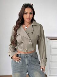Shein ZC56305 Shein Rövid Kabát Edző Öv Bézs Plus Size (26) 52