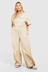 Boohoo FC41218 Boohoo Bézs Cargo Stílusú Overál Zsebekkel (35) XL