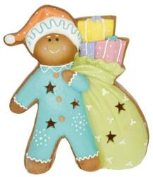  Dekoráció Mézeskalács figura ajándékokkal LED-es, glitteres magnézia 32, 8x10, 3x38 cm kék, zöld, pasztell karácsony (M2405202-15)