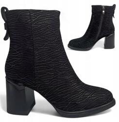 S. Barski Női Bőr Bokacsizma 37-es Magassarkú Elegáns Bebújós Őszi Barski (Barski CR52-604)