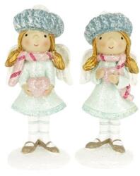  dekoráció Angyal sapkában, szívvel álló glitteres poly 4x3, 8x10 cm menta, rózsaszín 2 féle, 1 db, pasztell karácsony (MX232040-4B)