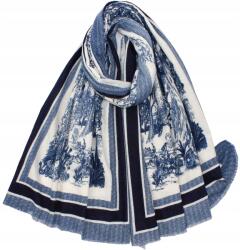 DEMUR Női Sál Őszi téli átmeneti meleg puha viszkóz sötétkék (szale szaliki damskie przejściowe zimowe)