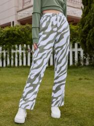 Shein XC32305 Shein Mintás Egyenes Szárú Női Farmernadrág Magas Derékkal S