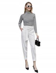 Shein Nadrág Dekoratív Pánttal Egyenes Krémszínű S Ł6C