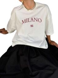 Shein Póló Fehér Nyomott Mintával Elöl Laza Szabás Casual S__s