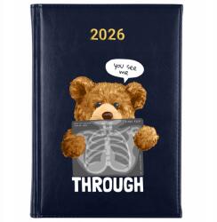 FunnyCase Könyvnaptár 2026 You See Me sötétkék tervező határidőnapló ajándék Wz (Kalendarz Granatowy YOU SEE ME)