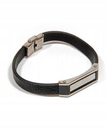  Férfi bőr karkötő sebészeti acélból D032 (ZD152032356)