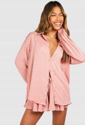 Boohoo EC33120 Boohoo Texturált Rózsaszín Oversize Hosszú Ujjú Ing (11) XXL