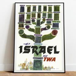  Fali poszter Izrael Menora gyertyatartó A3 (Plakat Podróżniczy Podróże Vintage 12)
