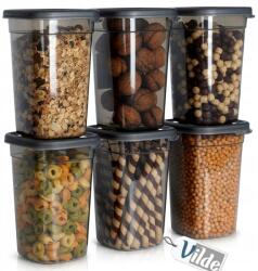 Vilde 6x Konyhai Tartályok ömlesztett termékek élelmiszer kávé cukor só tészta 1L (5904316475758)