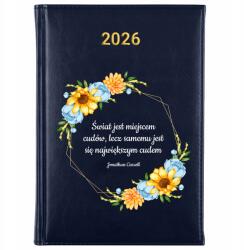 FunnyCase Könyvnaptár 2026 A Világ A Csodák Helye Sötétkék Tervező Minták (Kalendarz Granatowy ŚWIAT JEST MIEJSCEM CUDÓW)